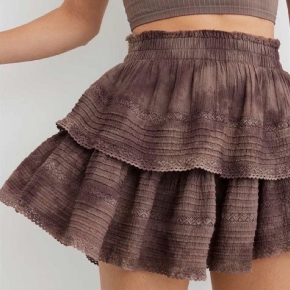Aerie Brown Rock N Ruffle Mini Skirt American Eagle NWOT Lovesshackfancy style